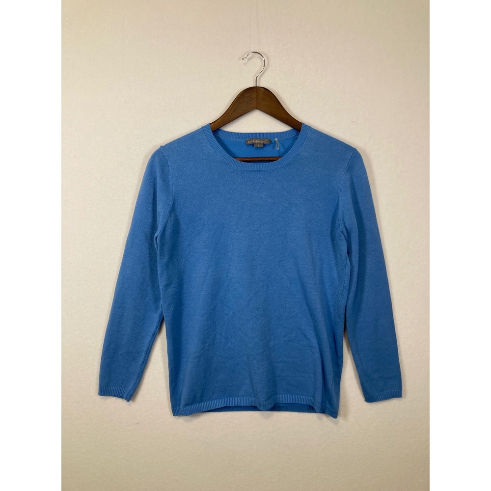 Basic Electric Blue Knit Crewneck Pullover Sweater Size‎ L Casual and Comfy